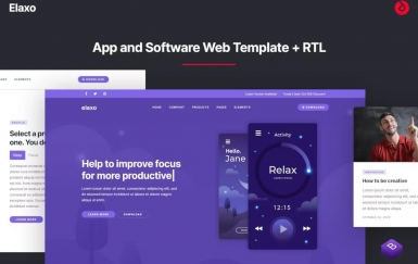 Elaxo – 应用程序和软件网站模板 + RTL