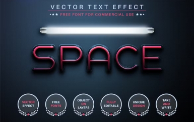 Space – 可编辑的文字效果,字体样式
