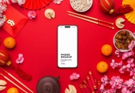 中国新年概念手机样机