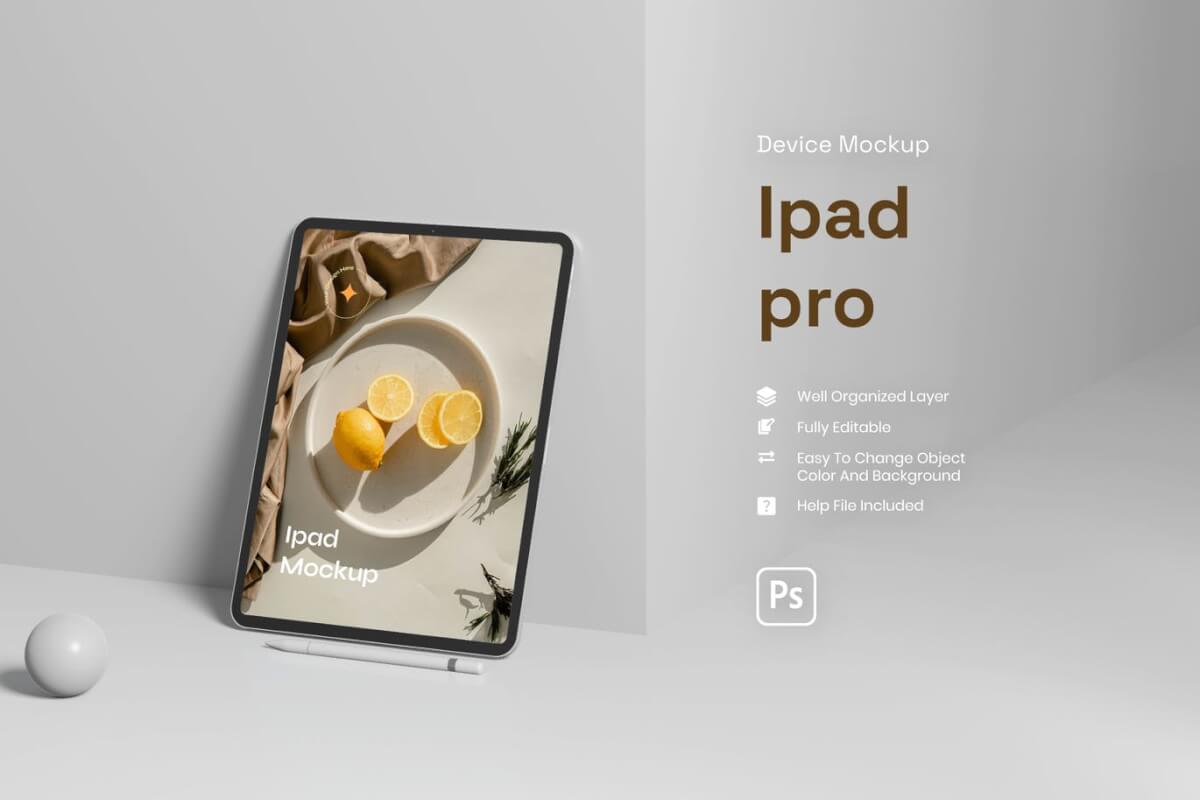 带有背景模型的ipad设备