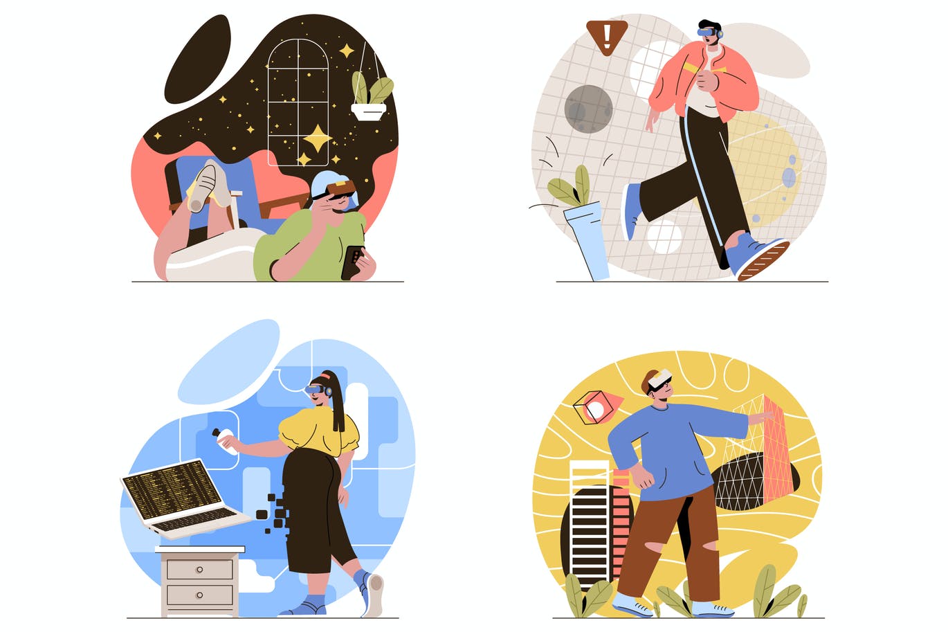 VR场景人物插画