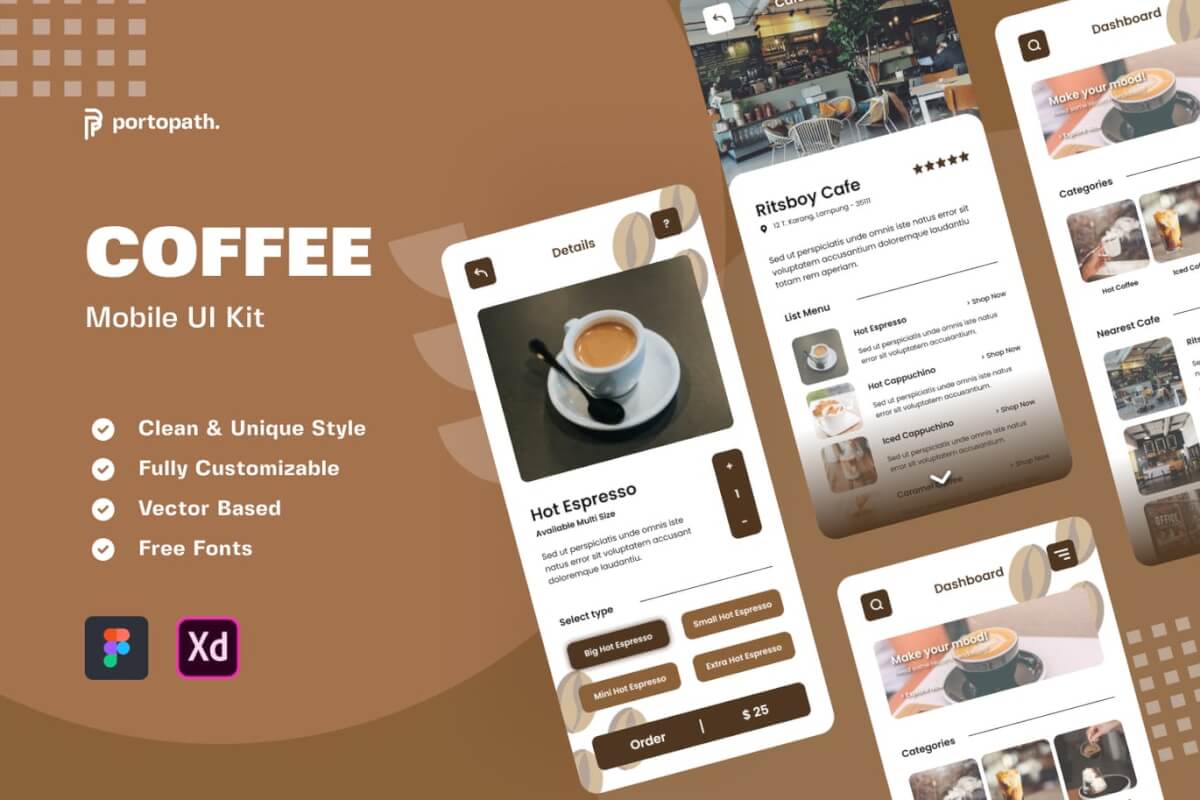 咖啡店APP UI界面套件