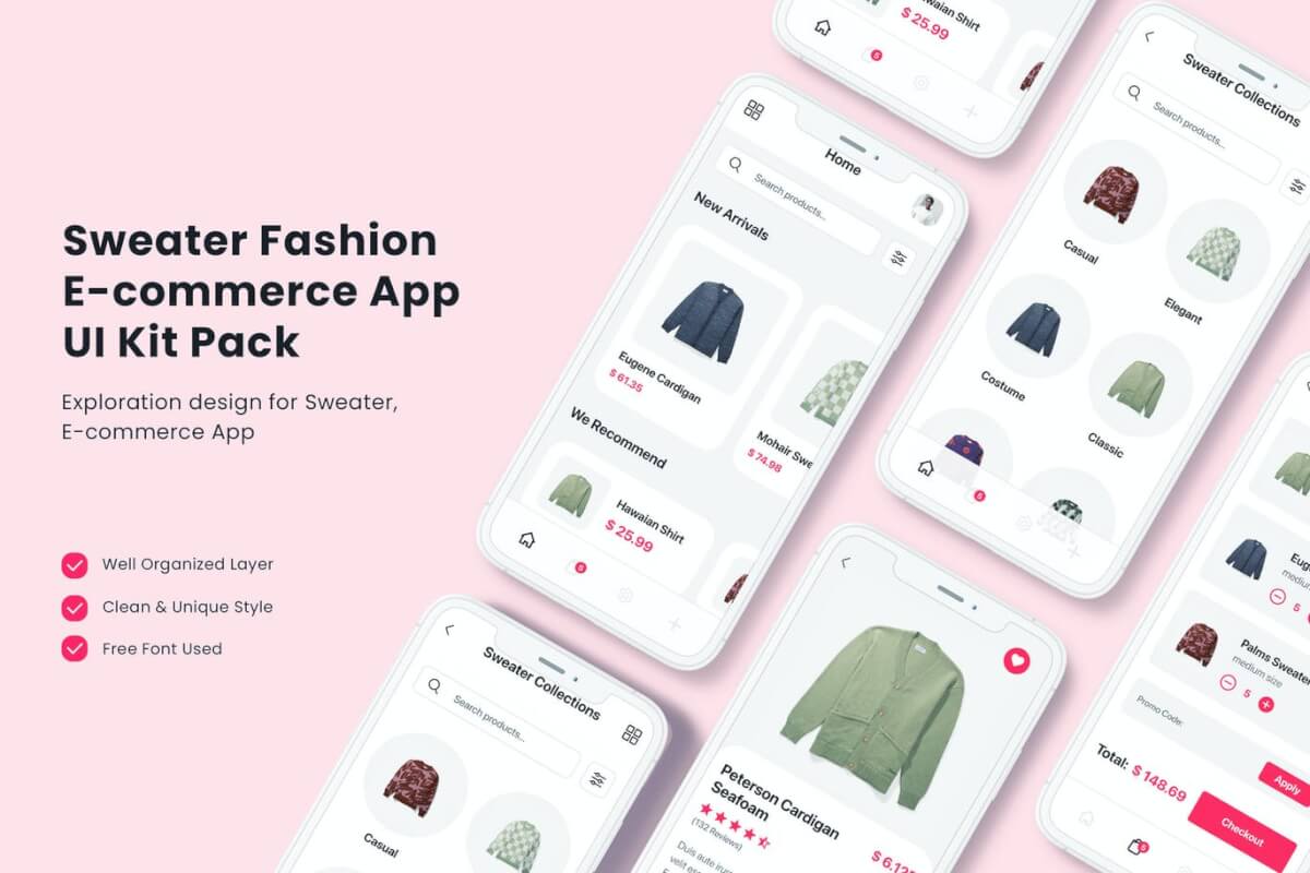 时尚毛衣电商应用UI套件