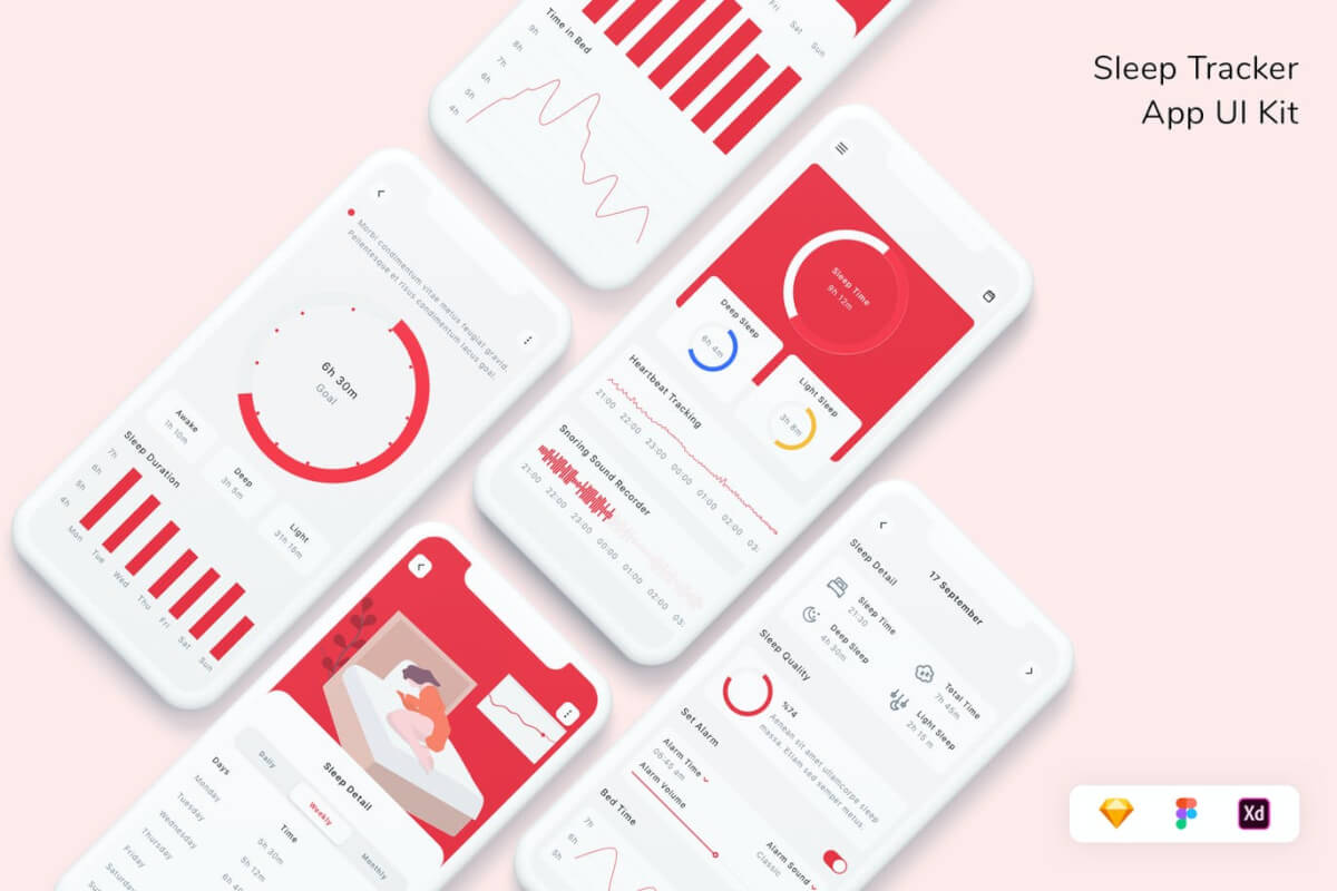 睡眠追踪器应用 UI 设计模板