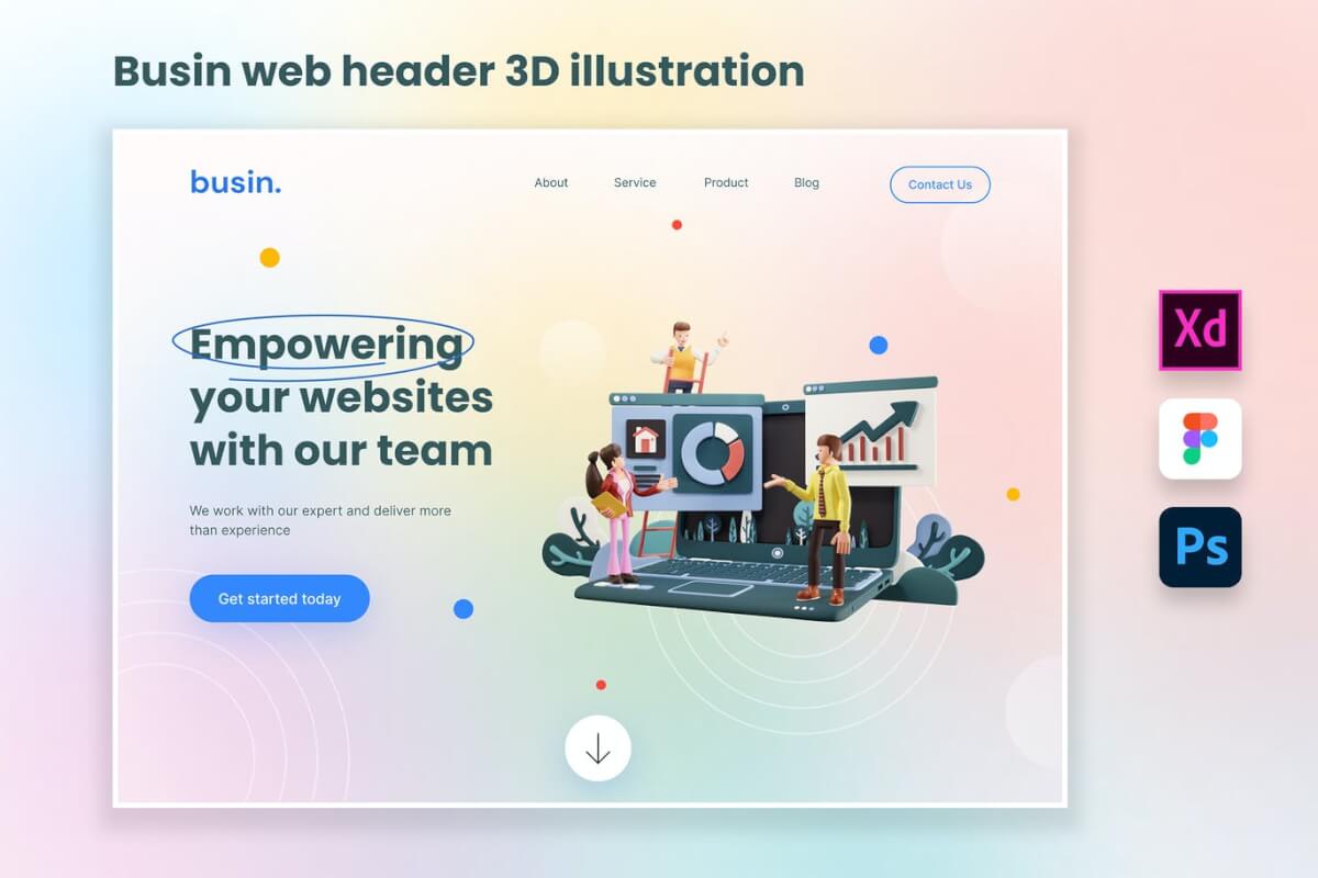 Web 开发业务 3D 插图