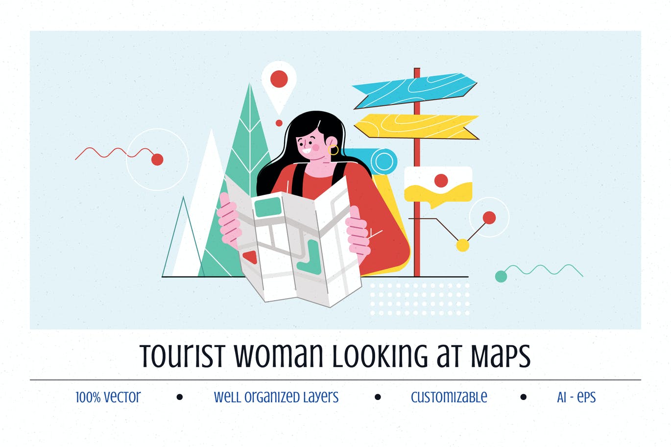 旅游女人看地图插图