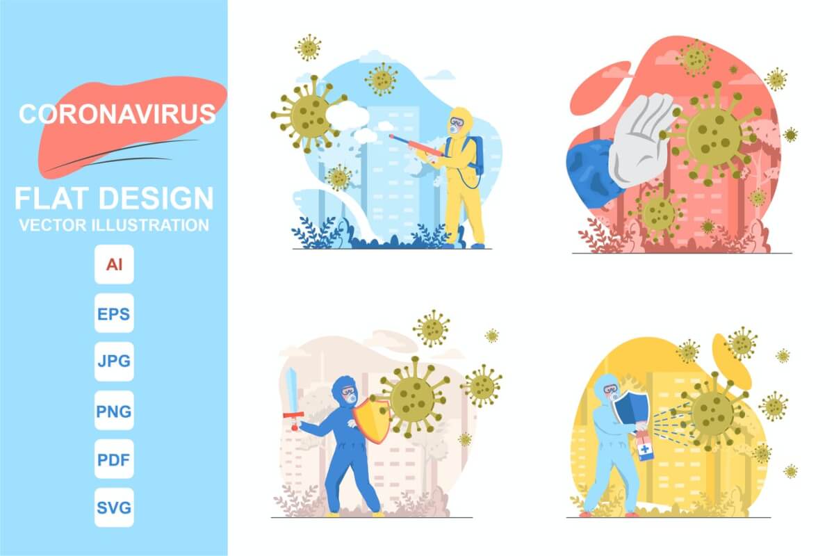 冠状病毒概念设计插图素材