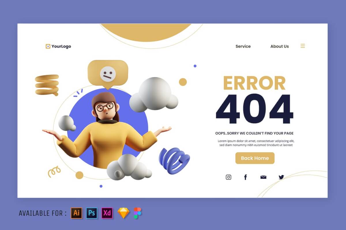 404页面错误 网页3D设计模板