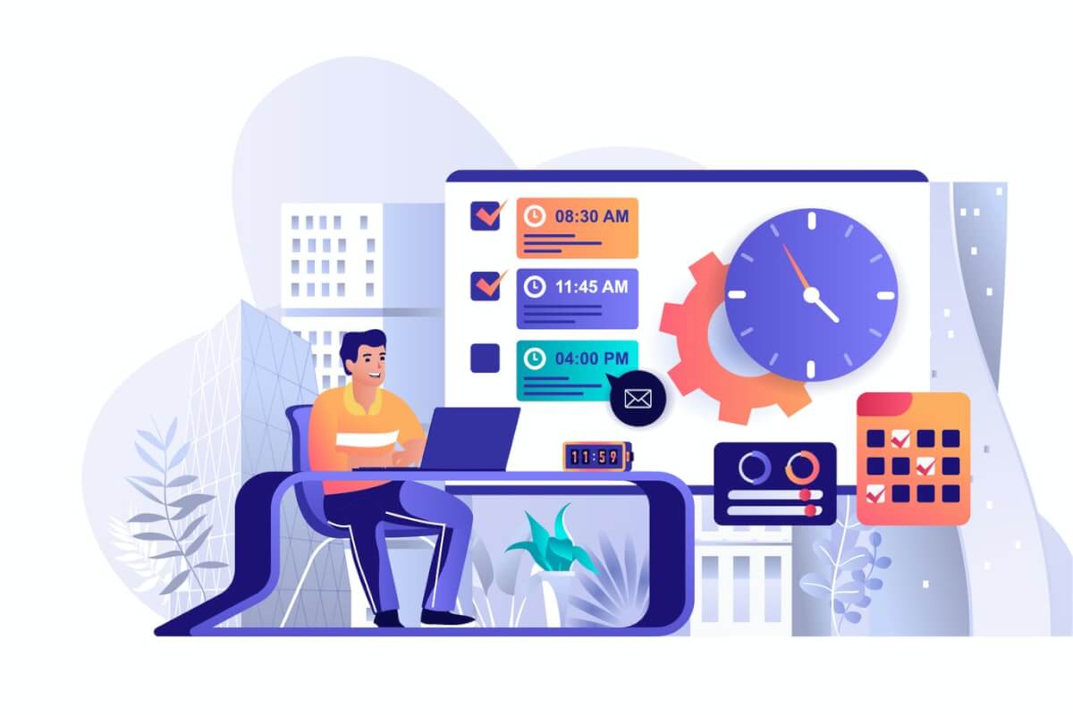 时间管理平面 Web 插图