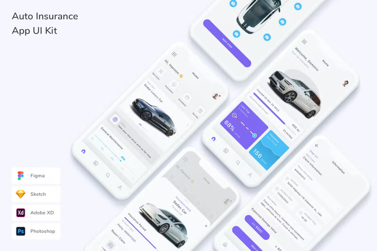 汽车保险应用程序 UI 套件