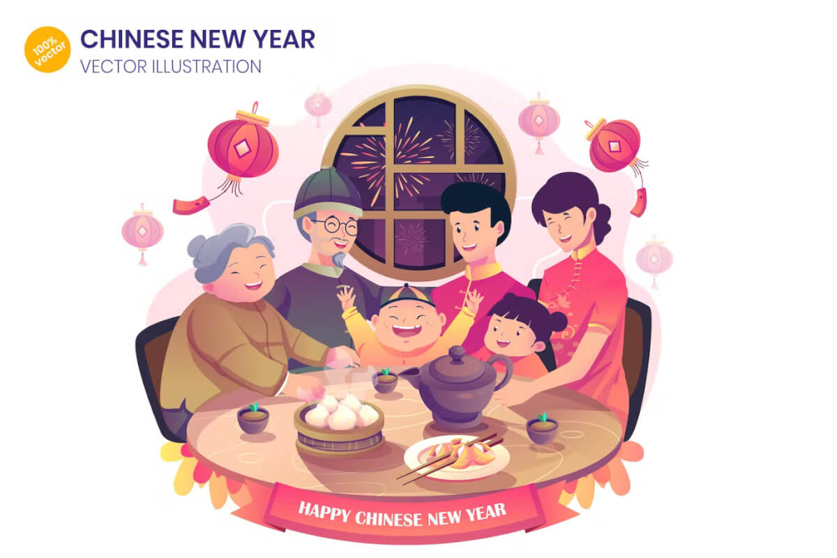 家庭庆祝中国新年