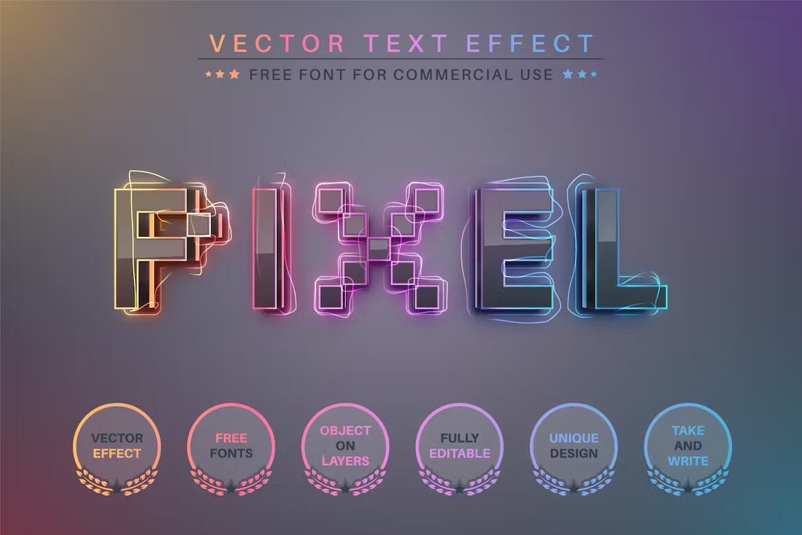 Cyber​​ Pixel - 可编辑的文字效果，字体样式