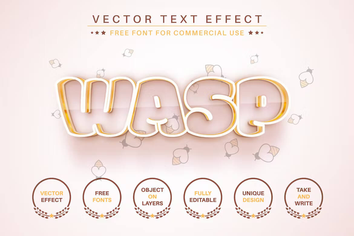 Gold Wasp - 可编辑的文字效果，字体样式