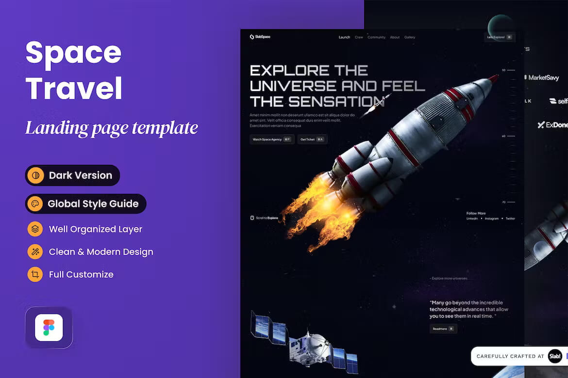 Slabspace - 太空旅行着陆页
