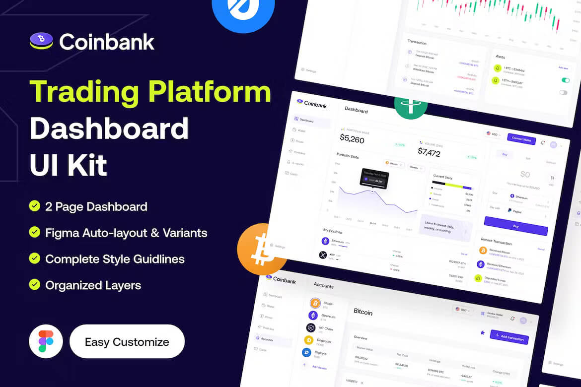 Coinbank - 加密钱包交易仪表板 UI 套件